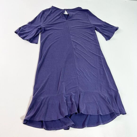 Anthropologie Shift Dress Women's Medium Bell Sleeve Keyhole Purple Mini NEW - Picture 9 of 12